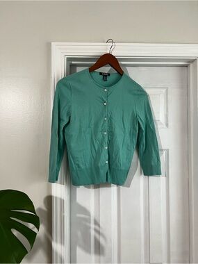 Chaps Teal Green Crewneck Cardigan
